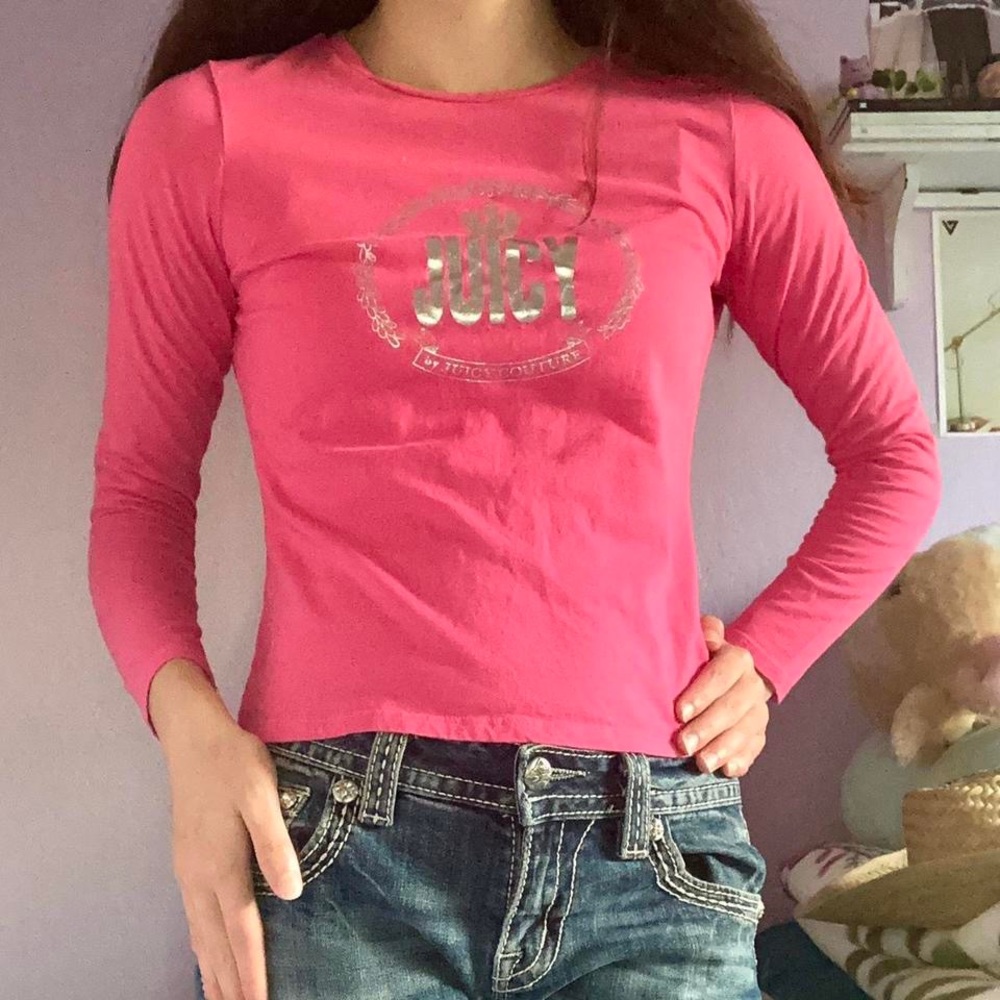 Hot pink long sleeved juicy couture shirt